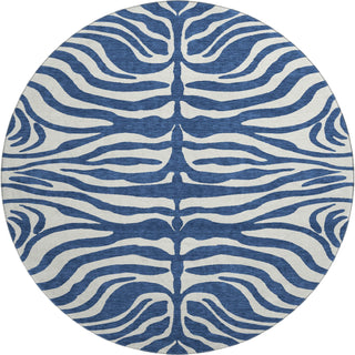 Piper Looms Mayfield Animal Print AMF1042 Navy Machine Washable Area Rug Round Main Image
