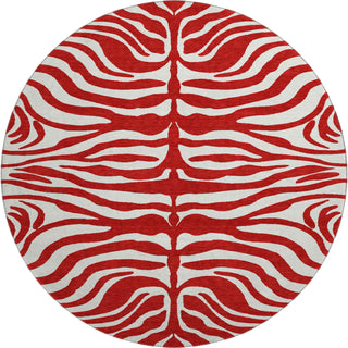 Piper Looms Mayfield Animal Print AMF1042 Red Machine Washable Area Rug Round Main Image