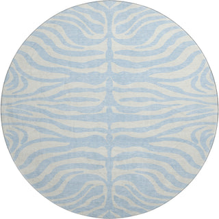 Piper Looms Mayfield Animal Print AMF1042 Sky Machine Washable Area Rug Round Main Image