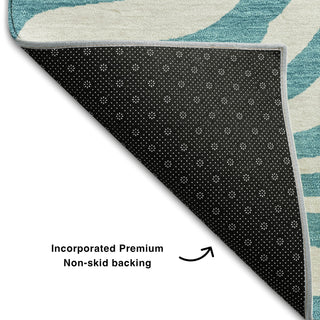 Piper Looms Mayfield Animal Print AMF1042 Teal Machine Washable Area Rug Backing Image