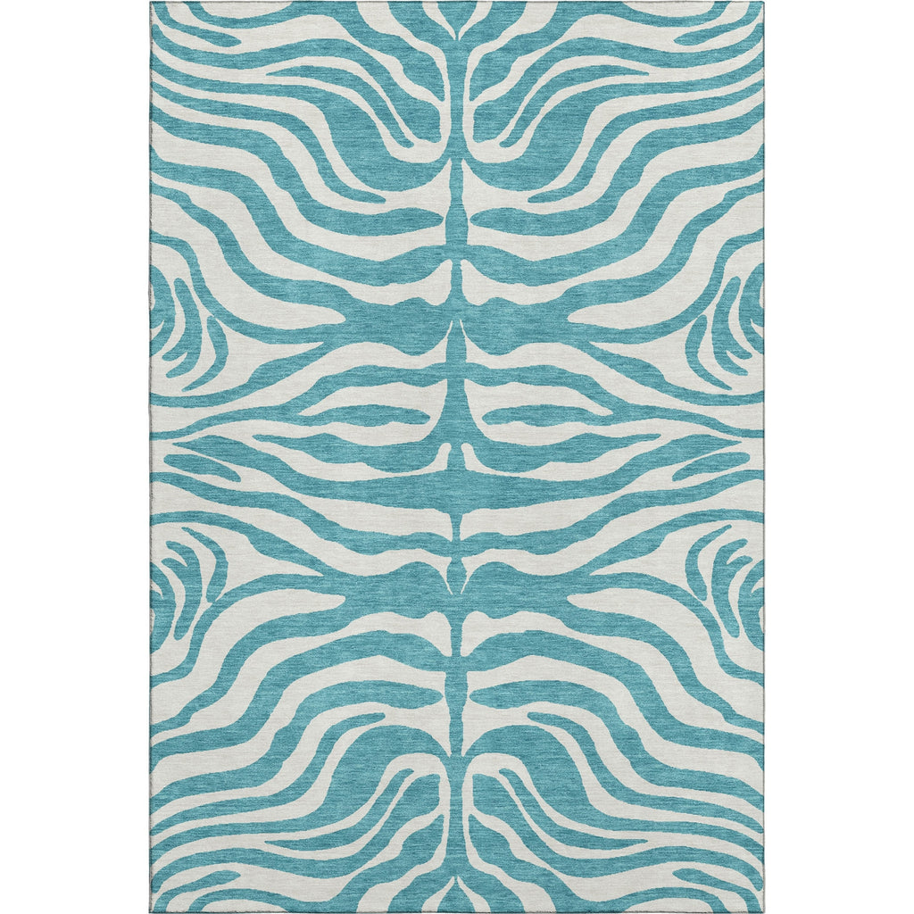 Piper Looms Mayfield Animal Print AMF1042 Teal Machine Washable Area Rug main image
