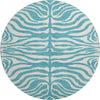 Piper Looms Mayfield Animal Print AMF1042 Teal Machine Washable Area Rug Round Main Image