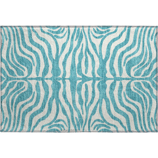 Piper Looms Mayfield Animal Print AMF1042 Teal Machine Washable Area Rug Scatter Main Image