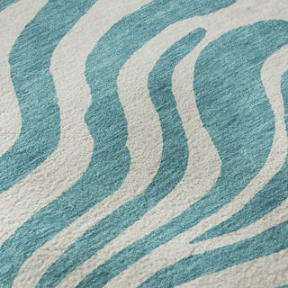 Piper Looms Mayfield Animal Print AMF1042 Teal Machine Washable Area Rug Swatch Image