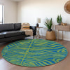 Piper Looms Mayfield Animal Print AMF1043 Green Machine Washable Area Rug Round Lifestyle Image Feature