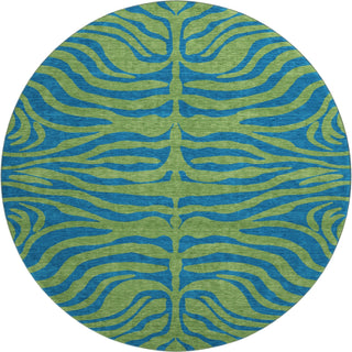 Piper Looms Mayfield Animal Print AMF1043 Green Machine Washable Area Rug Round Main Image