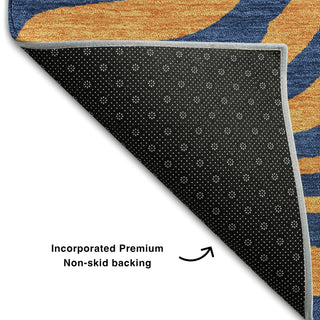 Piper Looms Mayfield Animal Print AMF1043 Navy Machine Washable Area Rug Backing Image