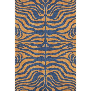 Piper Looms Mayfield Animal Print AMF1043 Navy Machine Washable Area Rug main image