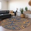 Piper Looms Mayfield Animal Print AMF1043 Navy Machine Washable Area Rug Round Lifestyle Image Feature