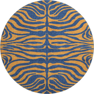 Piper Looms Mayfield Animal Print AMF1043 Navy Machine Washable Area Rug Round Main Image