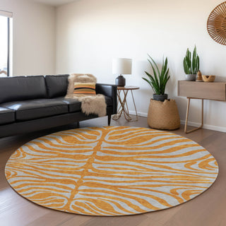 Piper Looms Mayfield Animal Print AMF1043 Orange Machine Washable Area Rug Round Lifestyle Image Feature