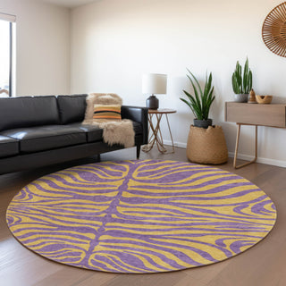 Piper Looms Mayfield Animal Print AMF1043 Purple Machine Washable Area Rug Round Lifestyle Image Feature