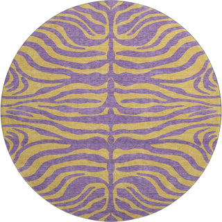 Piper Looms Mayfield Animal Print AMF1043 Purple Machine Washable Area Rug Round Main Image