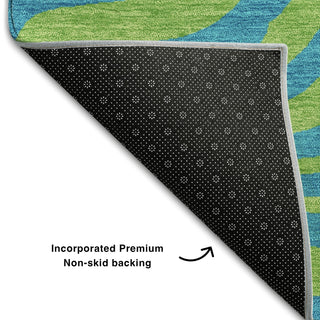 Piper Looms Mayfield Animal Print AMF1043 Teal Machine Washable Area Rug Backing Image
