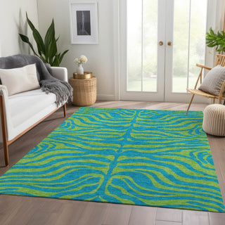 Piper Looms Mayfield Animal Print AMF1043 Teal Machine Washable Area Rug Lifestyle Image Feature