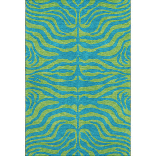 Piper Looms Mayfield Animal Print AMF1043 Teal Machine Washable Area Rug main image