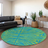 Piper Looms Mayfield Animal Print AMF1043 Teal Machine Washable Area Rug Round Lifestyle Image Feature