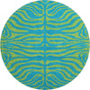 Piper Looms Mayfield Animal Print AMF1043 Teal Machine Washable Area Rug Round Main Image