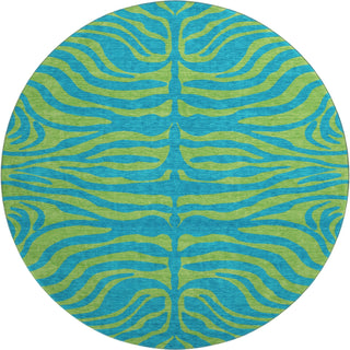 Piper Looms Mayfield Animal Print AMF1043 Teal Machine Washable Area Rug Round Main Image