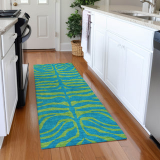 Piper Looms Mayfield Animal Print AMF1043 Teal Machine Washable Area Rug Runner Lifestyle Image Feature
