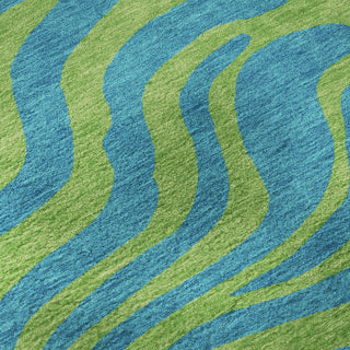 Piper Looms Mayfield Animal Print AMF1043 Teal Machine Washable Area Rug Swatch Image
