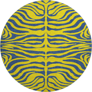Piper Looms Mayfield Animal Print AMF1043 Yellow Machine Washable Area Rug Round Main Image