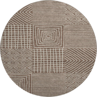 Piper Looms Mayfield Geometric AMF1044 Brown Machine Washable Area Rug Round Main Image