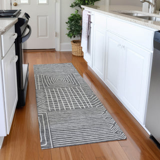 Piper Looms Mayfield Geometric AMF1044 Charcoal Machine Washable Area Rug Runner Lifestyle Image Feature