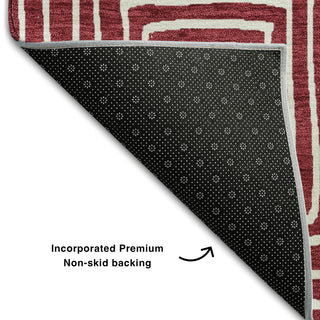 Piper Looms Mayfield Geometric AMF1044 Garnet Machine Washable Area Rug Backing Image