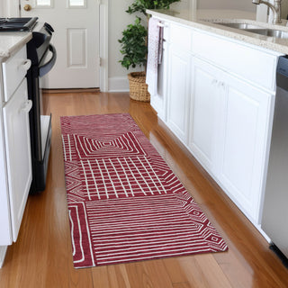 Piper Looms Mayfield Geometric AMF1044 Garnet Machine Washable Area Rug Runner Lifestyle Image Feature