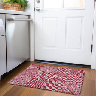 Piper Looms Mayfield Geometric AMF1044 Garnet Machine Washable Area Rug Scatter Lifestyle Image Feature