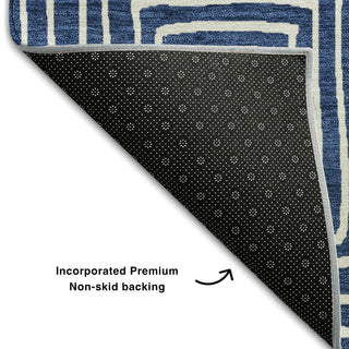 Piper Looms Mayfield Geometric AMF1044 Navy Machine Washable Area Rug Backing Image
