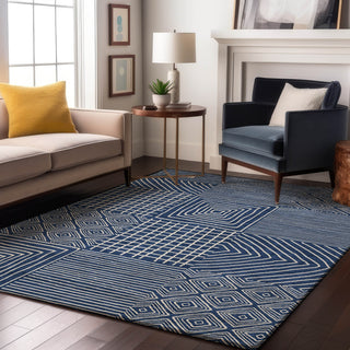 Piper Looms Mayfield Geometric AMF1044 Navy Machine Washable Area Rug Lifestyle Image Feature