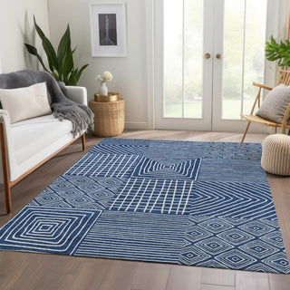 Piper Looms Mayfield Geometric AMF1044 Navy Machine Washable Area Rug Lifestyle Image Feature