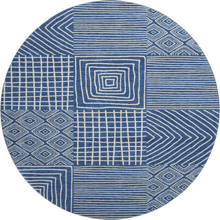 Piper Looms Mayfield Geometric AMF1044 Navy Machine Washable Area Rug Round Main Image