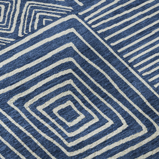 Piper Looms Mayfield Geometric AMF1044 Navy Machine Washable Area Rug Swatch Image