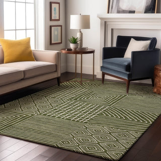 Piper Looms Mayfield Geometric AMF1044 Olive Machine Washable Area Rug Lifestyle Image Feature