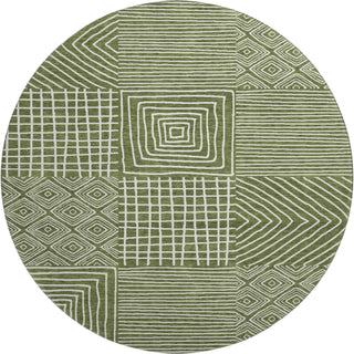 Piper Looms Mayfield Geometric AMF1044 Olive Machine Washable Area Rug Round Main Image