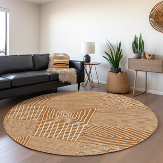 Piper Looms Mayfield Geometric AMF1044 Paprika Machine Washable Area Rug Round Lifestyle Image Feature