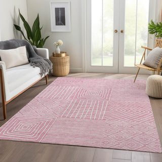 Piper Looms Mayfield Geometric AMF1044 Pink Machine Washable Area Rug Lifestyle Image Feature