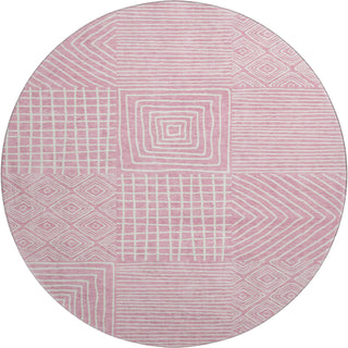 Piper Looms Mayfield Geometric AMF1044 Pink Machine Washable Area Rug Round Main Image