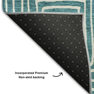 Piper Looms Mayfield Geometric AMF1044 Teal Machine Washable Area Rug Backing Image