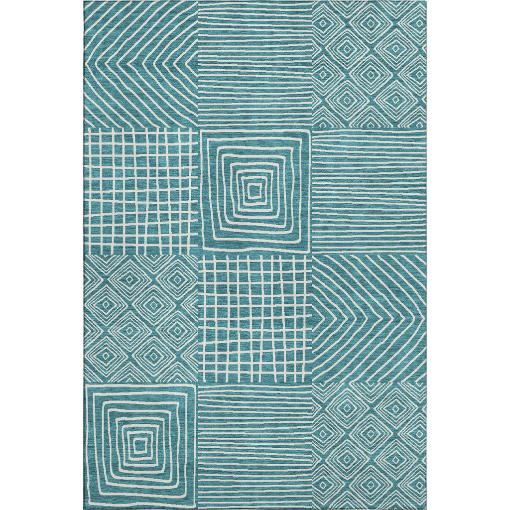 Piper Looms Mayfield Geometric AMF1044 Teal Machine Washable Area Rug main image