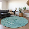 Piper Looms Mayfield Geometric AMF1044 Teal Machine Washable Area Rug Round Lifestyle Image Feature