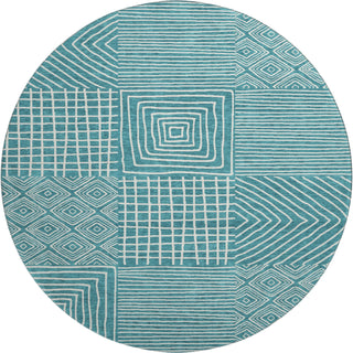 Piper Looms Mayfield Geometric AMF1044 Teal Machine Washable Area Rug Round Main Image