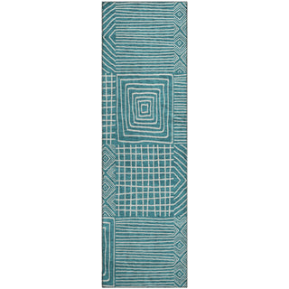 Piper Looms Mayfield Geometric AMF1044 Teal Machine Washable Area Rug Runner Main Image