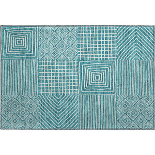 Piper Looms Mayfield Geometric AMF1044 Teal Machine Washable Area Rug Scatter Main Image