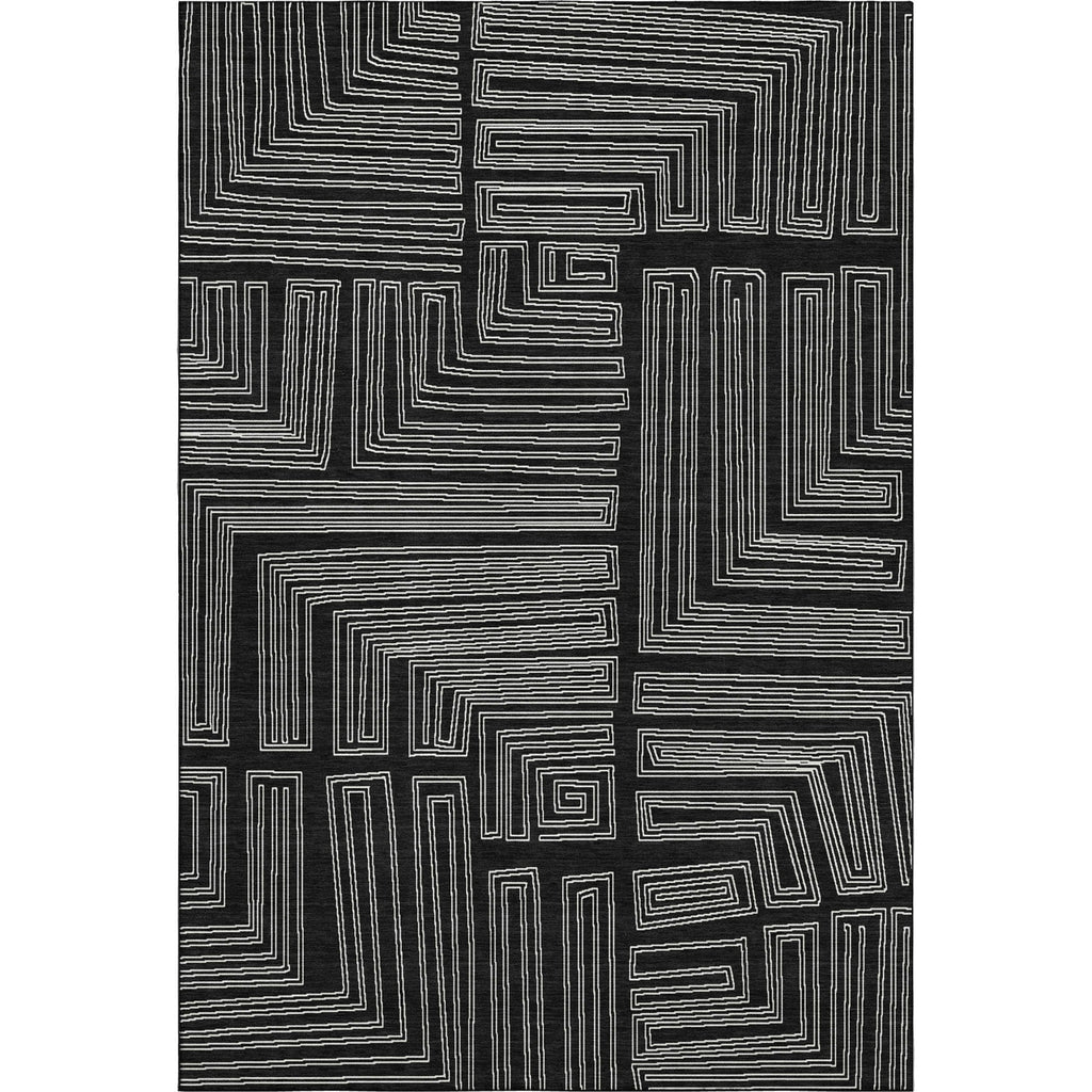 Piper Looms Mayfield Geometric AMF1045 Black Machine Washable Area Rug main image