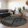 Piper Looms Mayfield Geometric AMF1045 Black Machine Washable Area Rug Round Lifestyle Image Feature