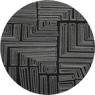 Piper Looms Mayfield Geometric AMF1045 Black Machine Washable Area Rug Round Main Image